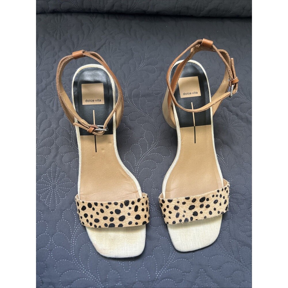 Dolce Vita Hazel Calf Hair Strappy Bespoke Block Heeled Sandals SZ 11M Chic Cute